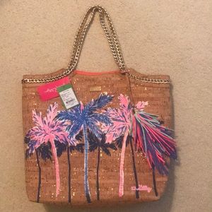 Lily Pulitzer Palm Tree Cork Tote